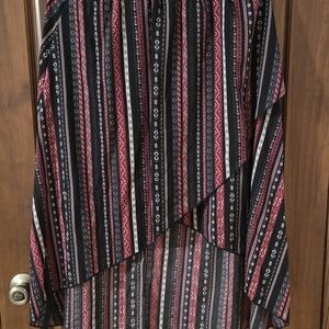 NWOT Bohemian Striped Faux Wrap Hi-Lo Skirt
